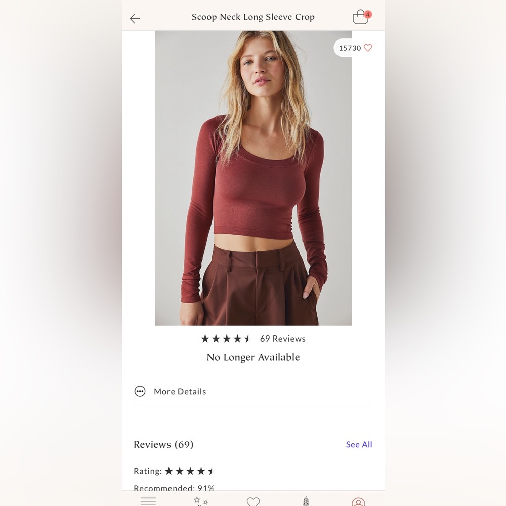 Scoop Neck Long Sleeve Crop